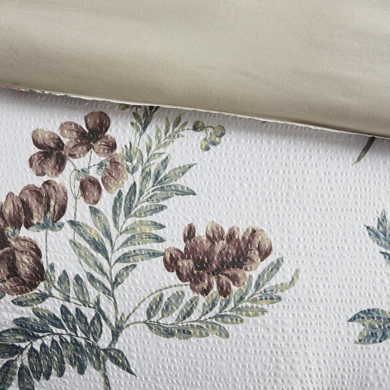 Édredon imprimé en jeté de coton avec imprimé - Taupe / rosé acrylique double / grand