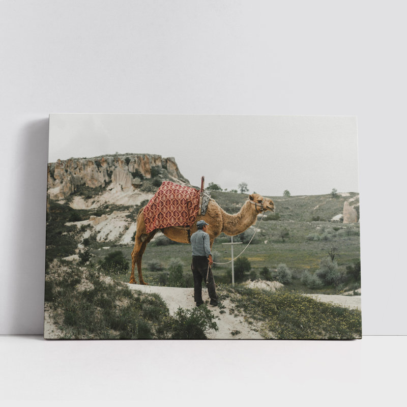 Elderly Man with a Camel in Cappadocia, 8" H x 12" W