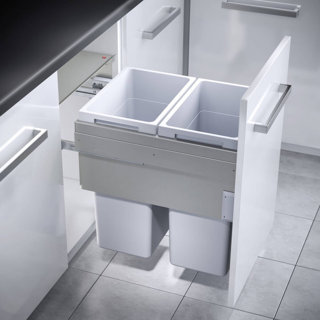 Plastic Open Pull Out/Under Counter Rubbish Bin - 76L