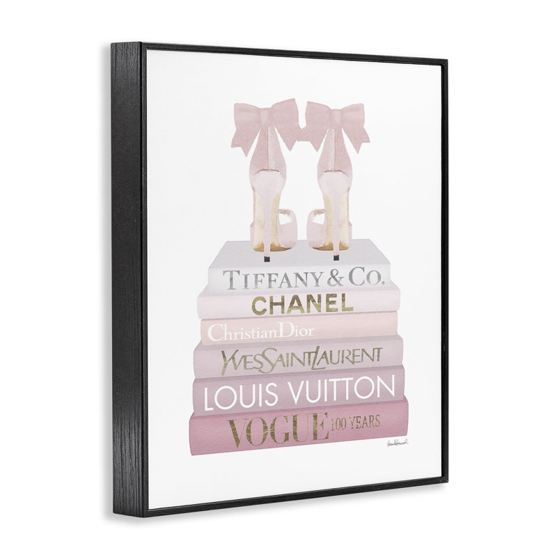 «Chic Chic Bow Shoes» Glam Fashion, H 20 po x l 16 po, Giclée encadrée noir minuit