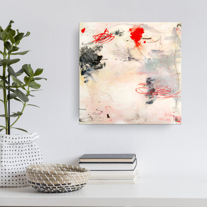 A Gentle Breeze Abstract Canvas Wall Art in Red and Black