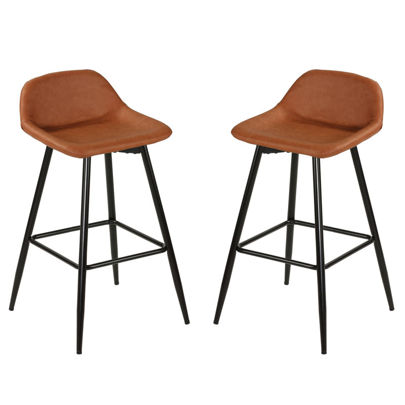 Iraiz Upholstered Counter Stool with Metal Frame, Brown 