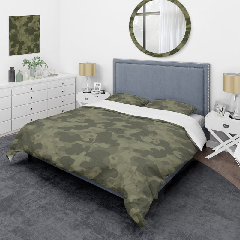 Green Desert camouflage - Ensemble de housse de couette abstrait - Microfibre de polyester