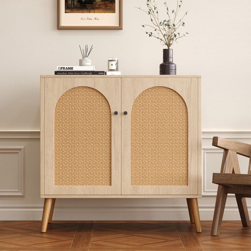 Rattan Accent Cabinet, 2-door Sideboard, Natural