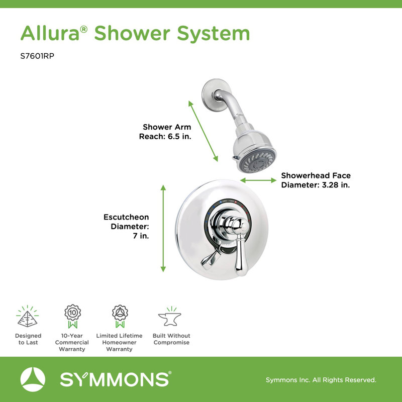 Allura Single Handle Dual Spray Shower with VersaFlex Integral Volume Control (Valve Included), Polished Chrome