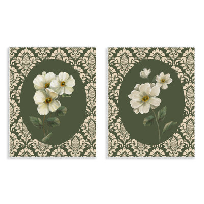 Ensemble de 2 plaques murales Fancy Lace White Florals, par Nan