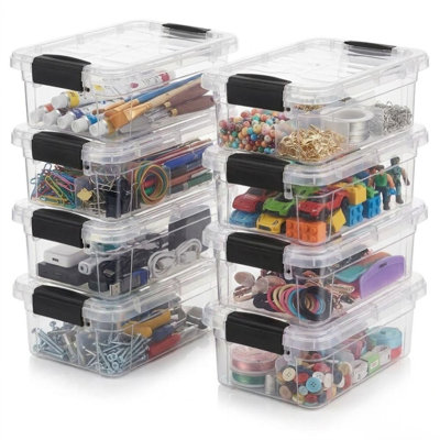 Superio 1.27 Quart Clear Plastic Storage Containers with Lids, Stackable Organizer Bins, BPA-Free Storage Boxes for Home, Office, Dorm & Classroom, 8 Pack