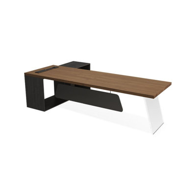 Bureau de direction rectangulaire en bois massif brun clair + acrylique