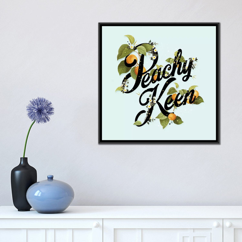 « pêche-menthe menthe », art textuel sur toile, H 26 po x l 26 po x P 1,5 po, Pas de tapis, Toile avec cadre noir