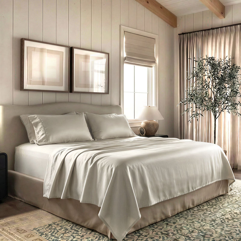 Threadmill 1000 Thread Count 100% Supima Cotton Sheet Set in Sateen Weave, Taupe, Full Sheet Set with 2 Pillowcases