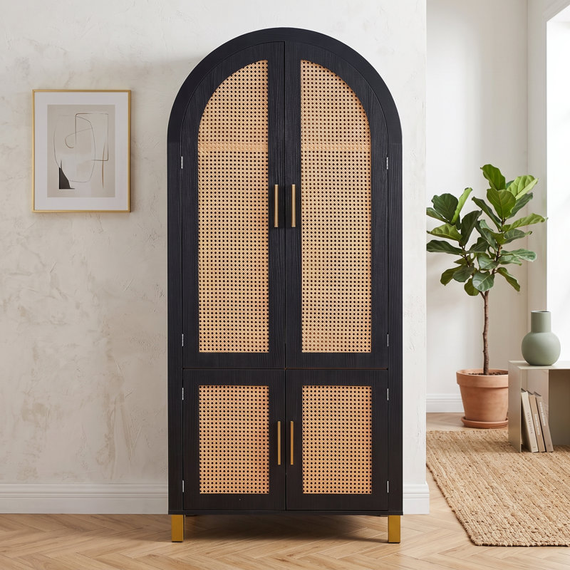 Armoire de cuisine 70 po à 6 niveaux avec portes et tablettes, Black