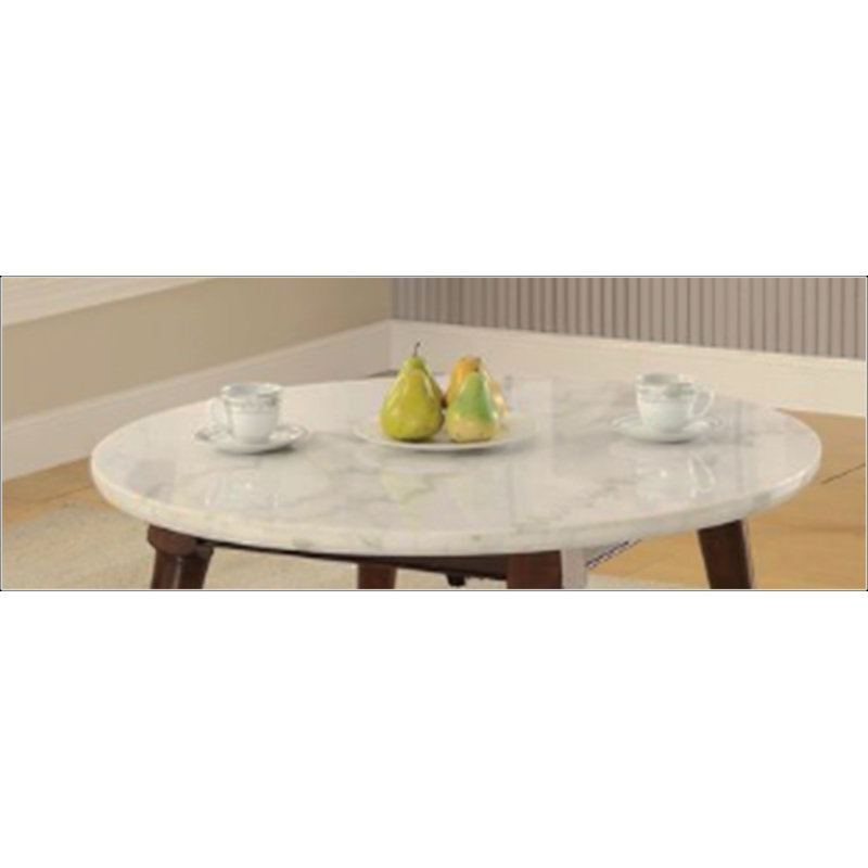 White Marble Top & Walnut Finish Coffee Table