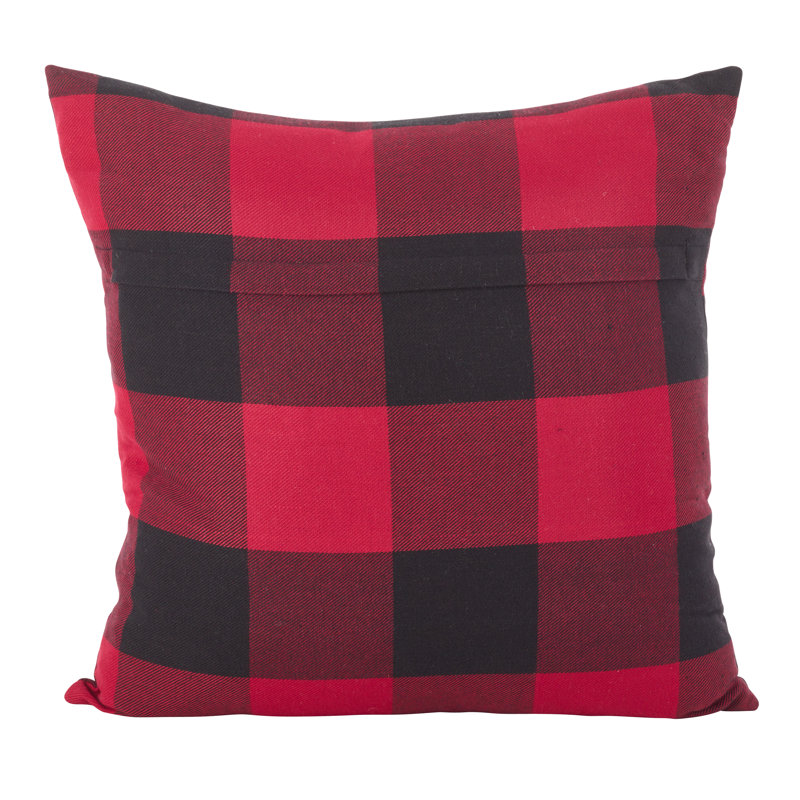 Birmingham Square Cotton Pillow Cover & Insert, 20" x 20", Poly, Red