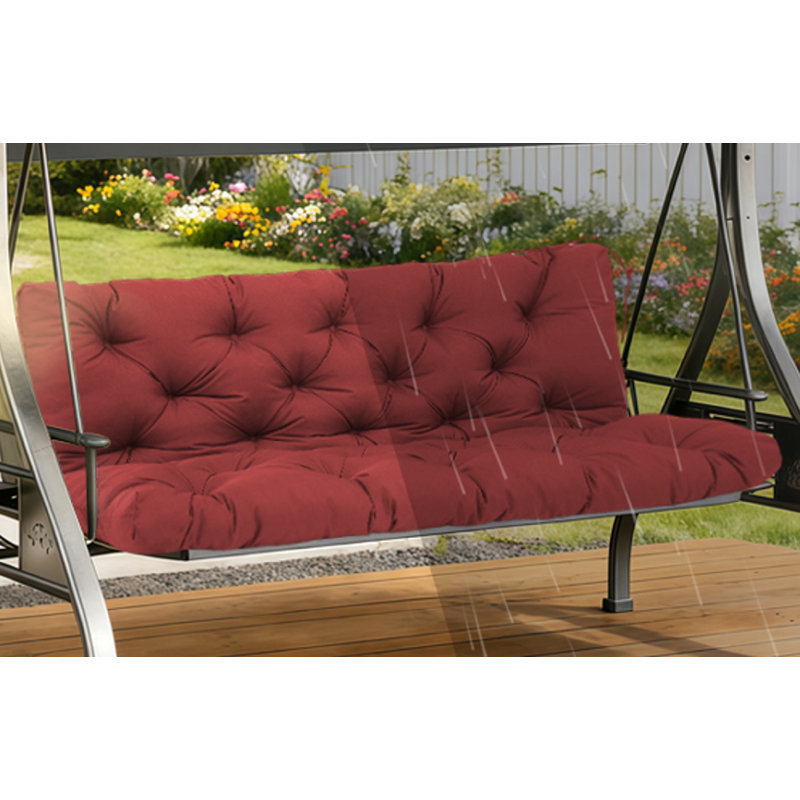 Porch Swing Cushions 48 Inch Waterproof & Fade Resistant Thicken 5" Outdoor Swing Cushions 2 Seater Replacement With Backrest & Ties Patio Swing Cushions For Outdoor Furniture (Brown)