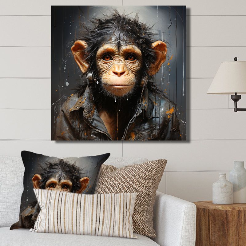 «Jungle in suit Monkey Portrait I», art mural singe, H 16 po x l 16 po x P 1 po, Toile tendue