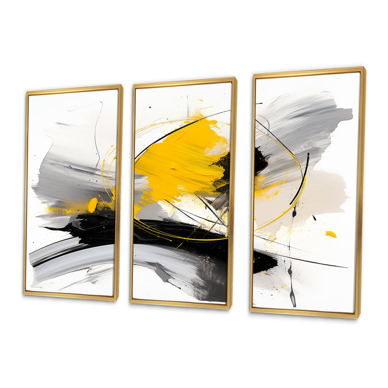 Conar - ensemble d'art mural abstrait, Cadre flottant doré, H 28 po x l 36 po x P 1 po