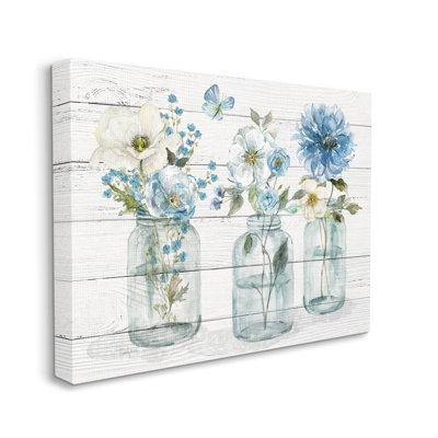 «Blue Country Jar Bouquets», art giclée par Livi Finn