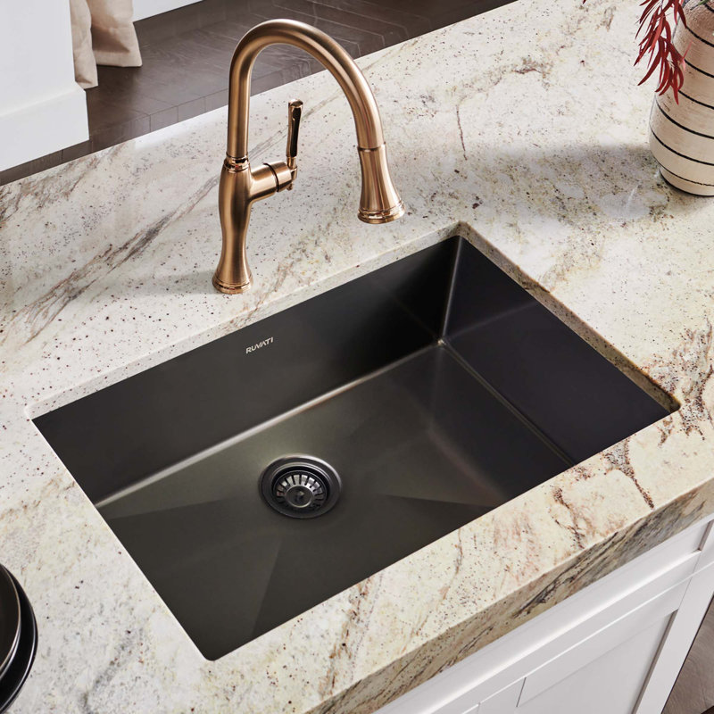 Ruvati 27-inch Undermount Stainless Steel Kitchen Sink 16 Gauge Single Bowl, Black