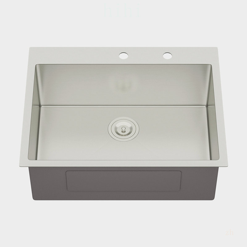 Évier de cuisine à simple cuve en acier inoxydable de calibre 16 de 28 po x 22 po x 10 po, durable et facile à nettoyer