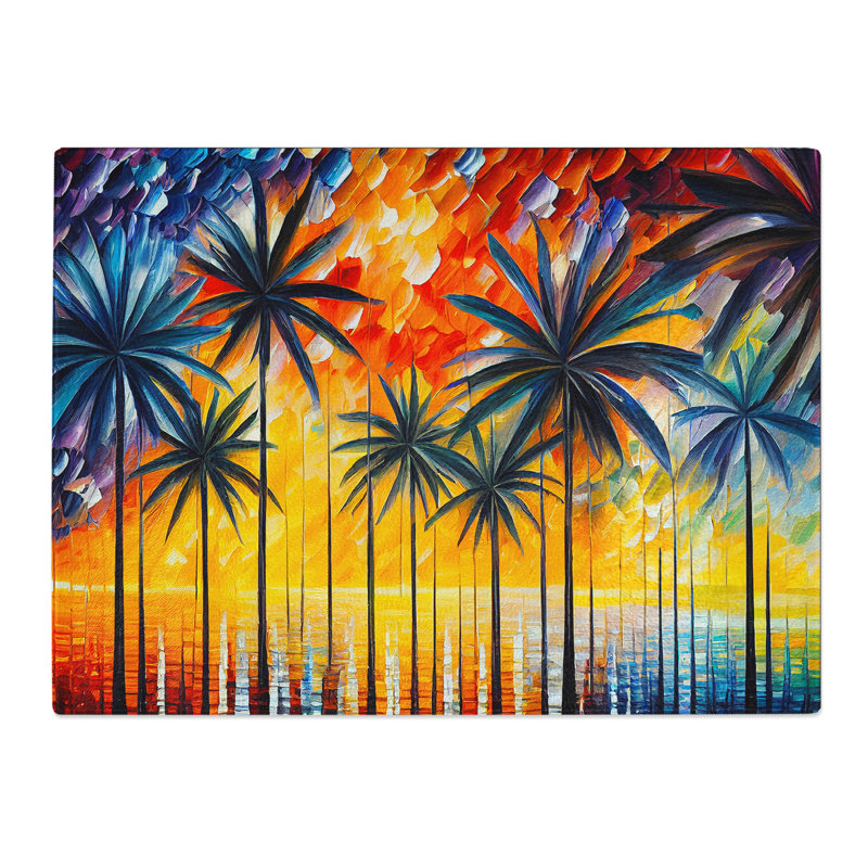 Palm Tree Painting Vol.2 Abstract  Glass Chopping Board