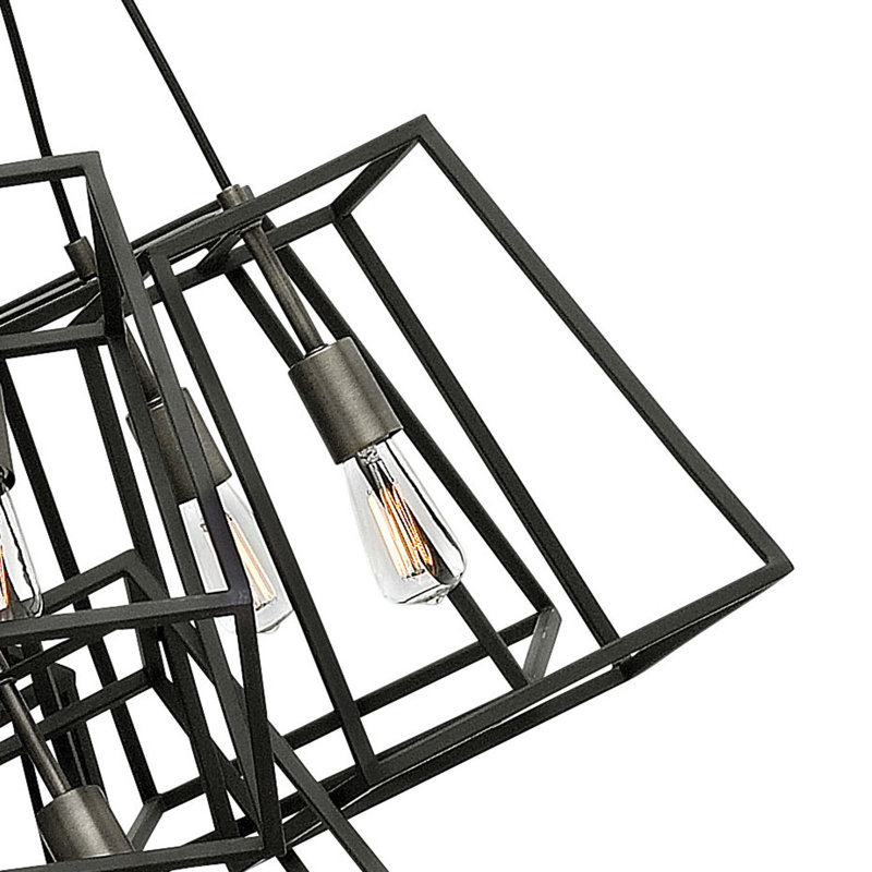 Fulton 7 - Light Unique/Statement Geometric Chandelier, Aged Zinc