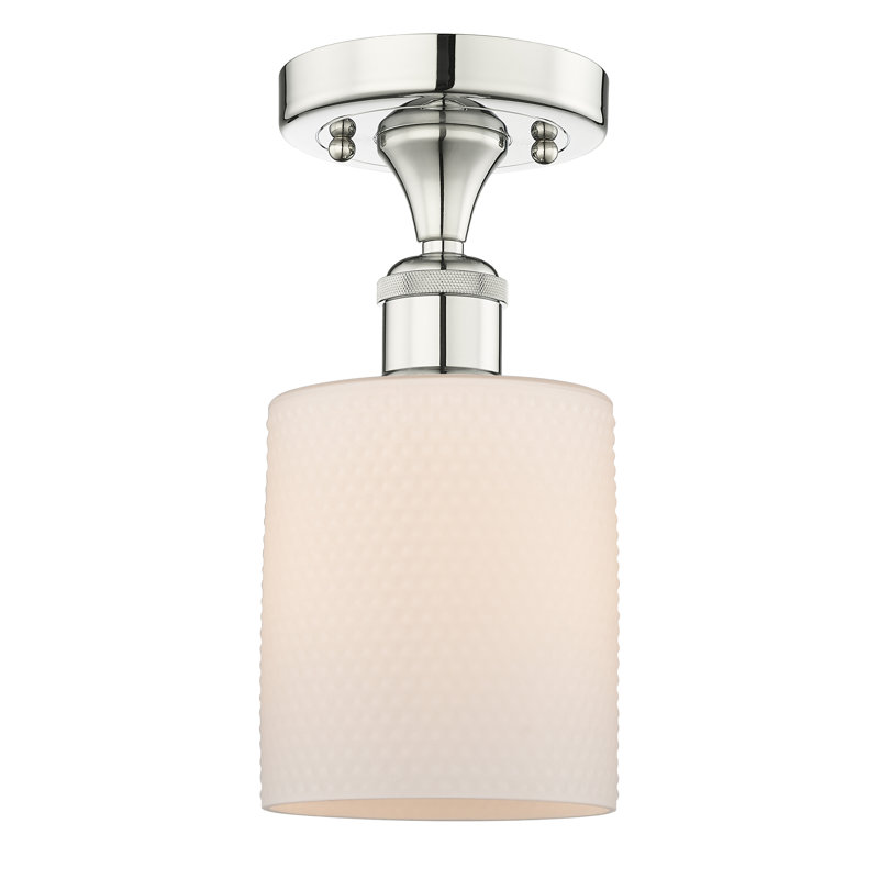 Vasilija Glass Semi Flush Mount, Matte White, Polished Nickel