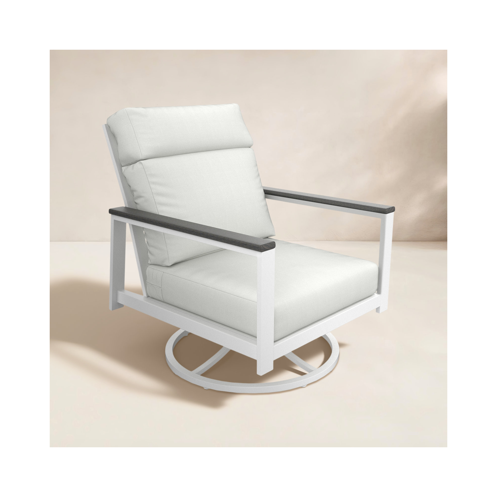 Townsend Metal Outdoor Rocking Chair With Sunbrella Cushion, Gray, Canvas White