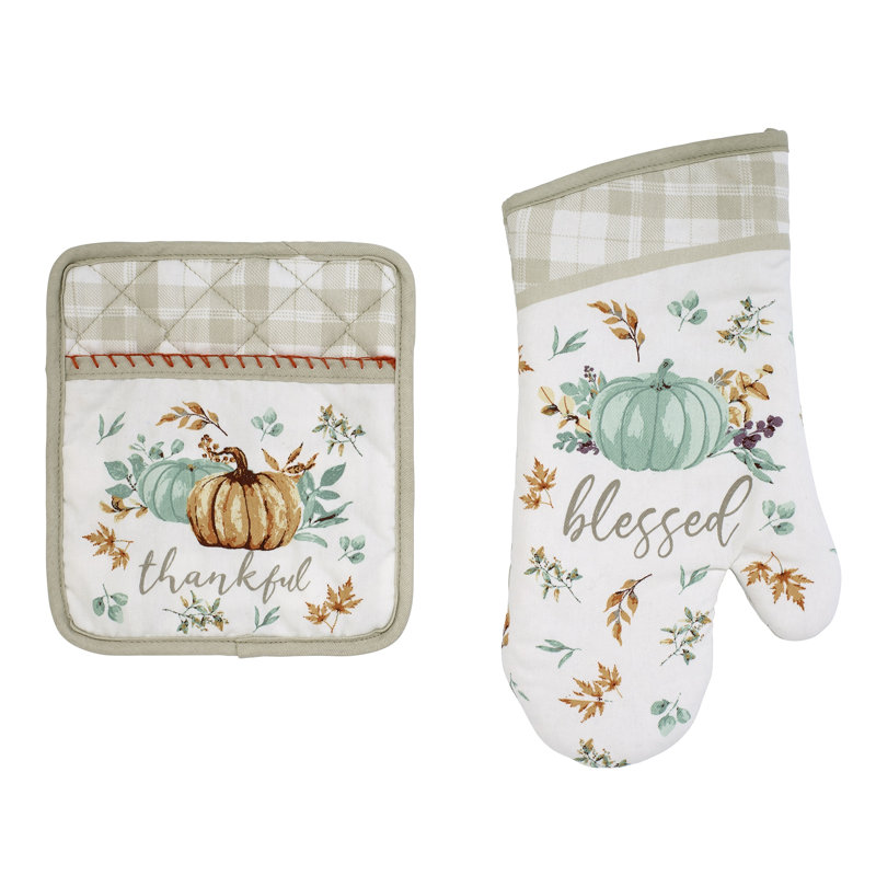 August Grove® Grateful Patch Pot Holder & Oven Mitt Set