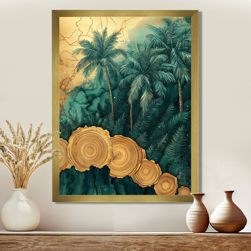 Clodfelter - Art mural floral, Impression d'un seul cadre photo, H 40 po x l 30 po, Doré