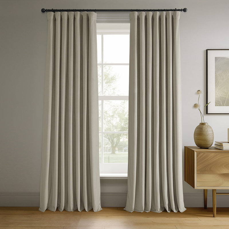 Olivia Velvet Blackout Curtain (1 Panel), Neutral Ground, 50" W x 96" L