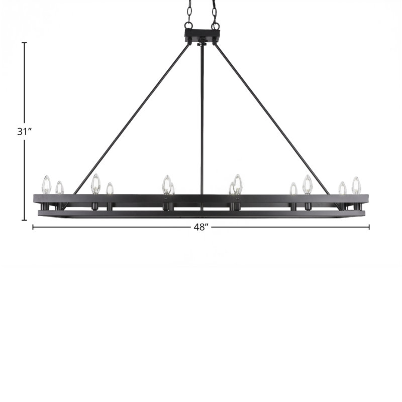 Luminaire pour îlot 12 lumières Belmont, Noir mat