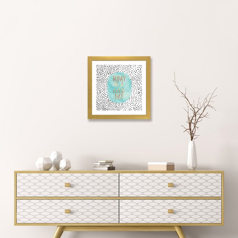 «Today Is A Good Day» par Elisabeth Fredriksson - reproduction imprimée, H 16 po x l 16 po x p 1 po, Papier doré