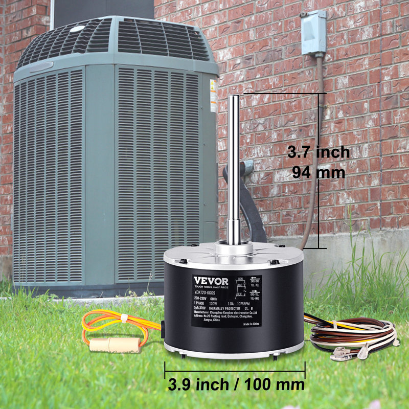 Moteur de ventilateur de condensateur 5KCP39GFS166S, 3S003, 1/5 HP 208-230V, 825tr / min, moteur de condenseur de remplacement standard réversible, rotatif, antidéflagrant CBB65 7,5Μf / 370V