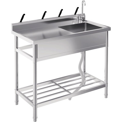 Outdoor Stainless Steel Utility Sink with Faucet & Legs