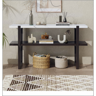 Console Retro Elegant avec plateau effet marbre