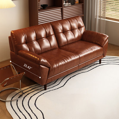 Brown Genuine Leather Standard Sofa cushion Loveseat