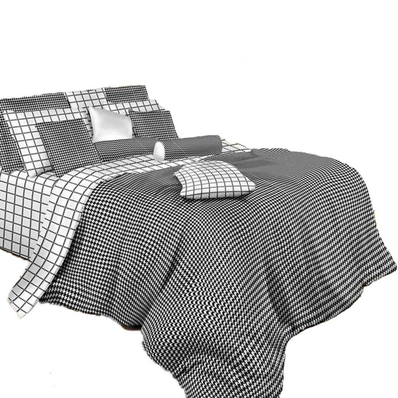 Luxury Modern & Contemporary Cotton Plaid Duvet Cover, Twin Duvet Cover + 3 Additional Pieces