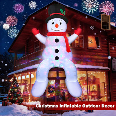Rotating Snowflake Lights 8FT Christmas Inflatables Outdoor Decoration, Climbing Inflatable Snowman Decor with LEDs, Giant Blow Up Christmas Decorations Outdoor for Xmas Yard Roof Balcony
