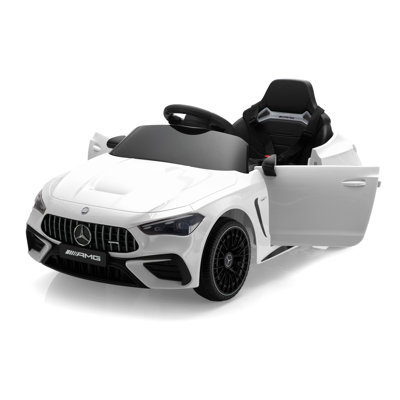 Mercedes-Benz AMG Licensed Kids Electric Car with Parent Remote Control. Features 3 Speeds, Soft-Start, Music, and LED Headlights, Ages 3-8, White