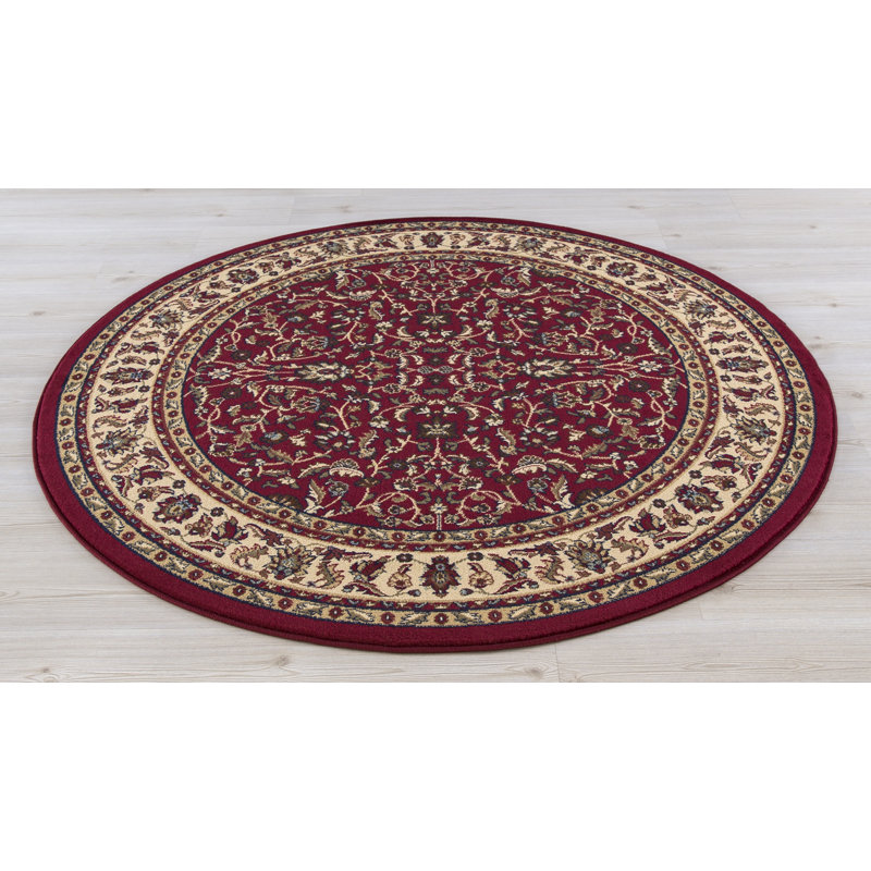 Tapis rouge à tissage plat Edmont, Rond 5 pi 3 po
