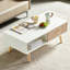 Table basse rectangulaire avec pieds en bois massif, tiroir coulissant pour le rangement, table moderne pour le salon-1645433024