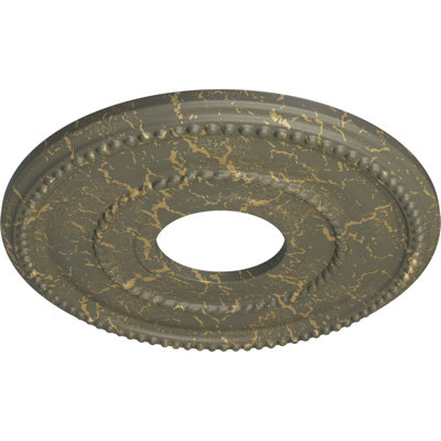Endurathane Valeriano Ceiling Medallion, 12 1/8"OD x 3 5/8"ID x 3/4"P (Fits Canopies up to 6 1/4"), Hand-Painted Witch Hazel Crackle Finish