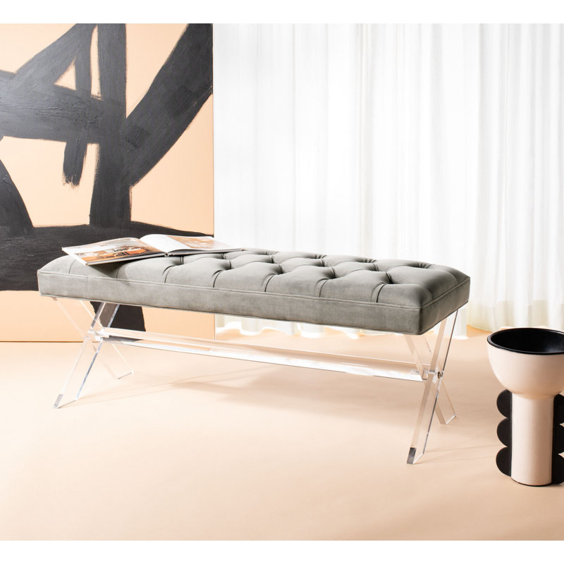 Banc rembourré Bree, Velours gris foncé