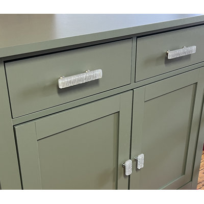 Glacier 3" CTC Blue-Grey Glass Decorative Hardware Cabinet Bar Pull