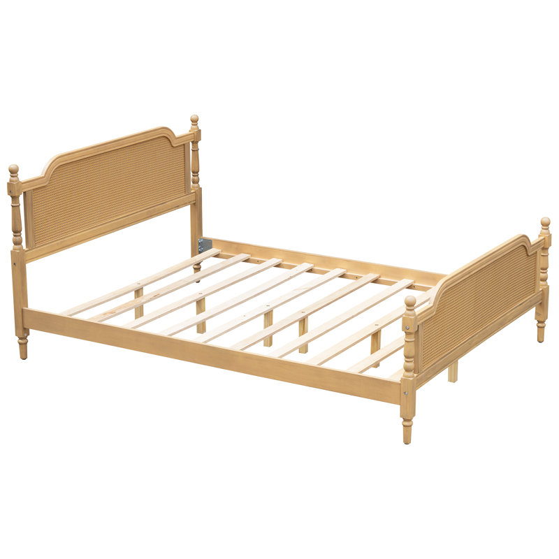 Structure de lit en rotin de style traditionnel, Tanné, Grand lit
