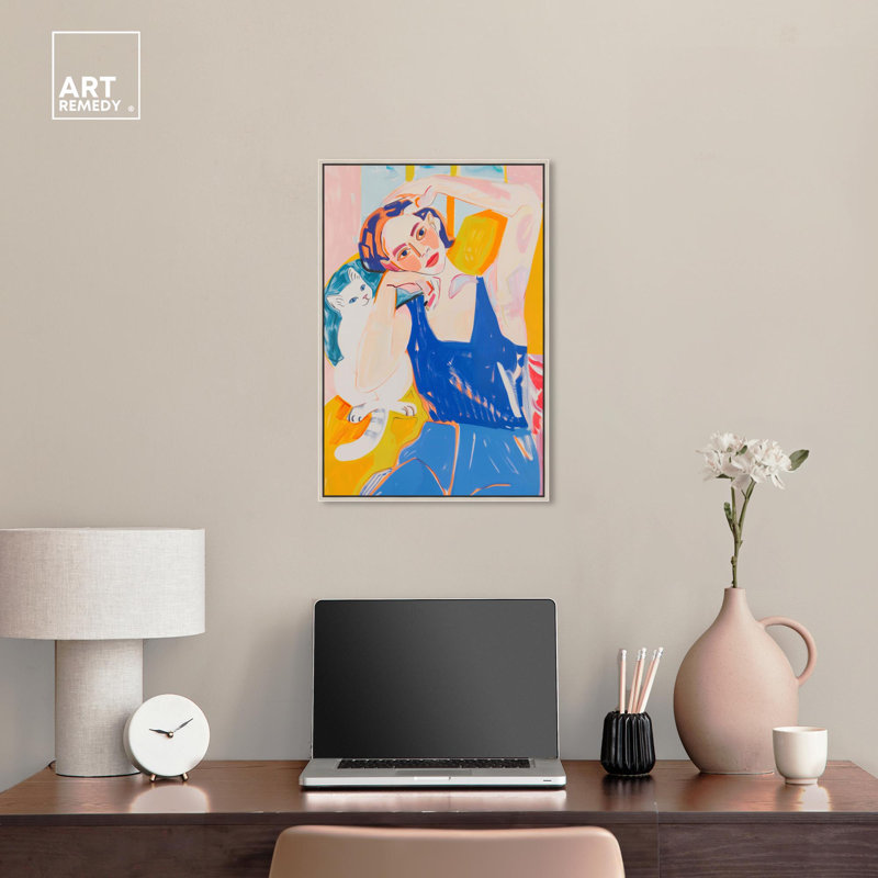 Girl's Best Friend Abstract Canvas Art with Silver Frame