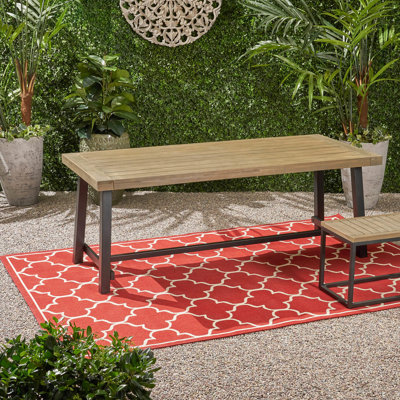 Modern Industrial Wood Table For Terrace - Grey Style Outdoor Dining Wood, Grey+Black