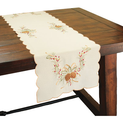 Classic Pine Cone Embroidered Table Runner