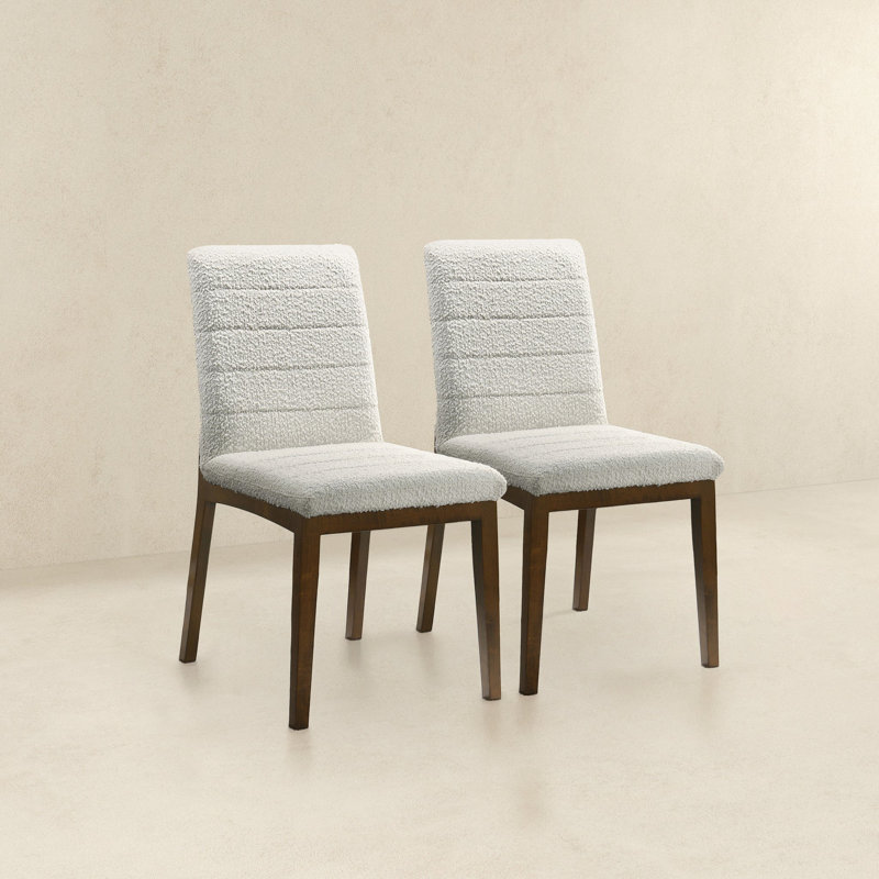 Zaliya Tufted Side Chair Dining Chair, White Boucle