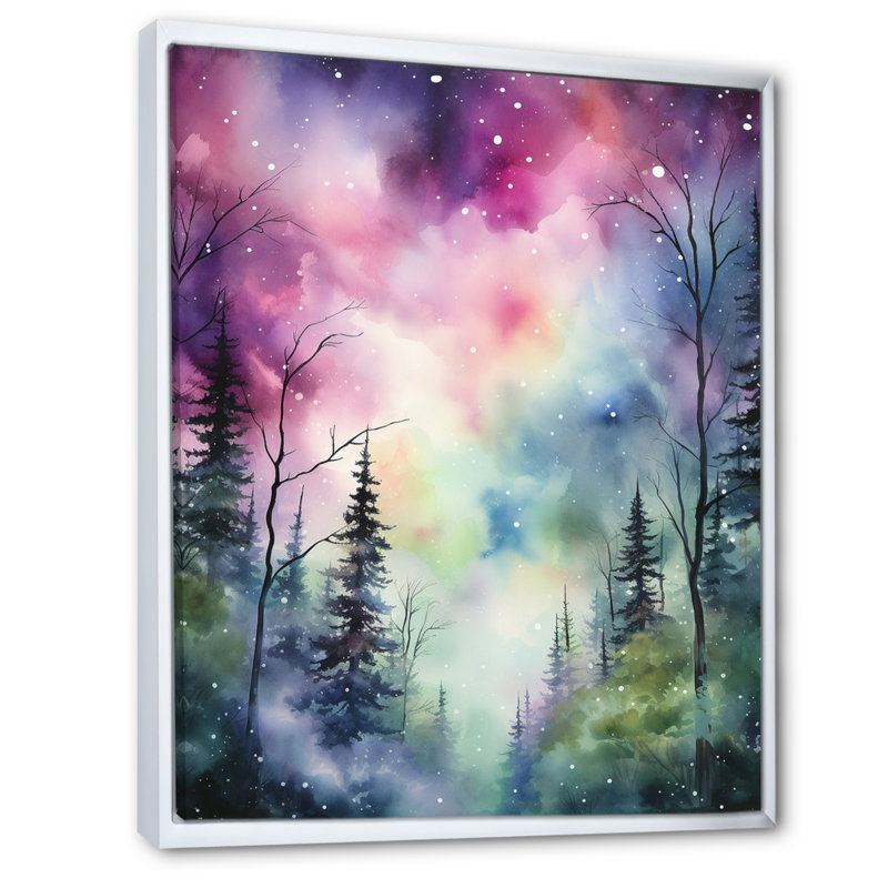 «Haydi Aurora Borealis Dancing Lights III», reproduction sur toile, H 20 po x l 12 po, Cadre flottant blanc